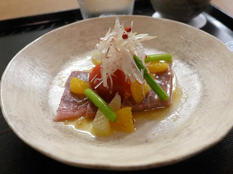 spalla marinata, Isshin, Chef Hideichi Katagiri, Kyoto, Giappone