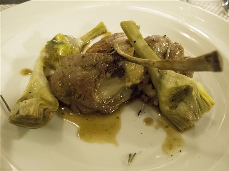 agnello sardo con carciofi, Al Giardino degli Indoratori, chef Badaracco, Genova