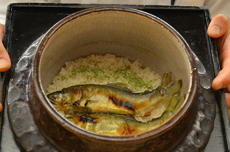 Riso con ayu fish, Kikunoi Roan, chef Hiroki Maruyama, Kyoto, Japan 