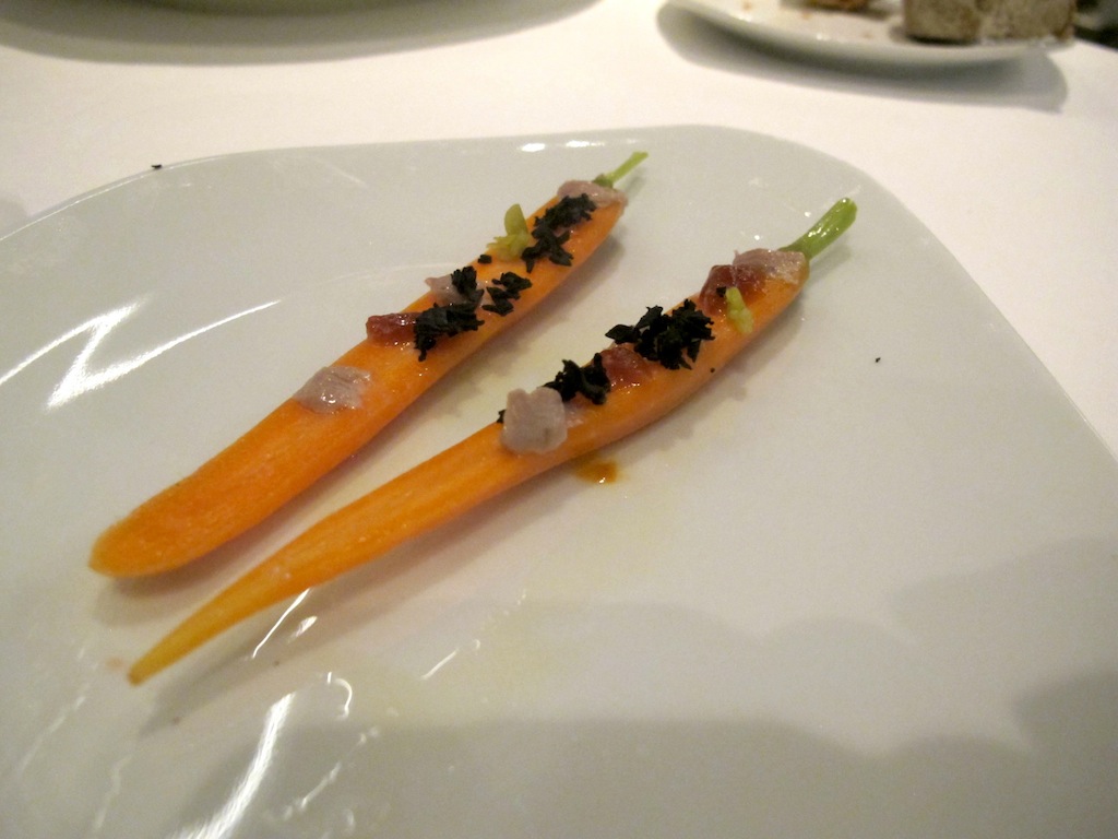 carote con acciughe, Arzak, Chef Juan Mari e Elena Arzak, San Sebastian, Spagna