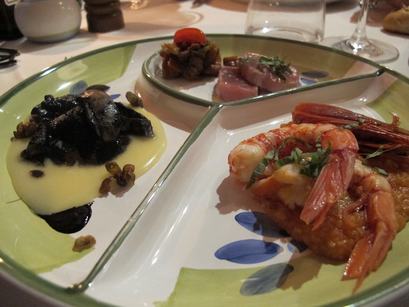 Antipasto di pesce caldo, Oste Scuro, Chef Simone Lugoboni, Verona