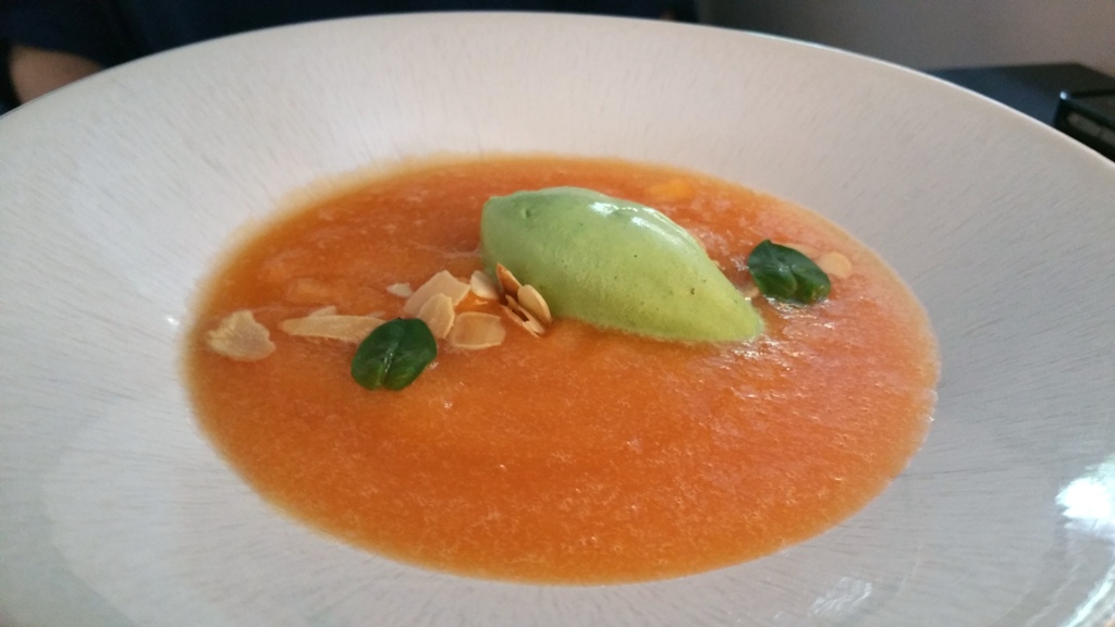 zuppa di melone, Le7 Bistrot Chic, Chef Anne Sophie Pic, Valence, Francia