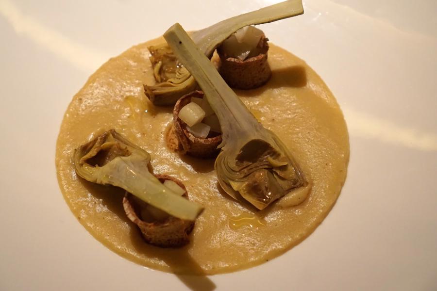 polenta carciofi, L'Chimpl, Chef Stefano Ghetta, Vigo di Fassa, Trento